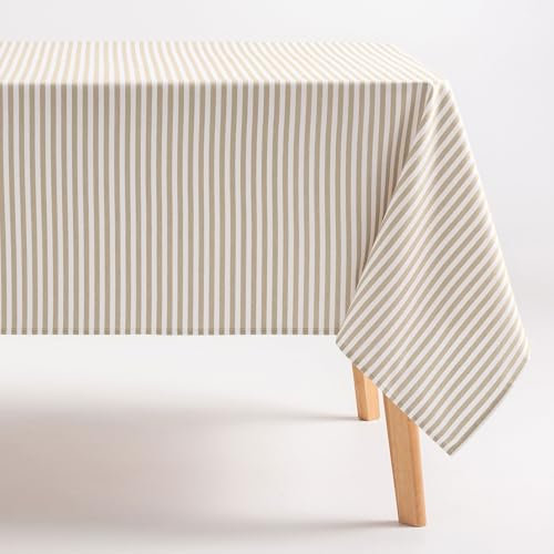 GAMUSI Mantel Antimanchas Rectangular Tela algodón Impermeable Rayas Lino, 160x180 cm