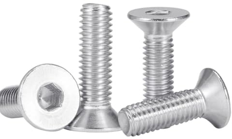 100 Stück M4x16 Silber Senkkopfschrauben, aus Edelstahl, Sechskant, metrisches Gewinde, langlebige Senkschrauben für Möbel, Maschinenbau und Heimwerker, hochwertige M4 Schrauben mit Innensechskant