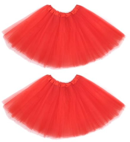 EDLMKM 2PCS Adult Tutu Skirts, Tutu Skirts for Women, Red Tutu, 3 Layered, 80s Fancy Dress for Women, Ballet Skirts for Party Fancy Dress Outfit Costume for Women and Teens (Red)