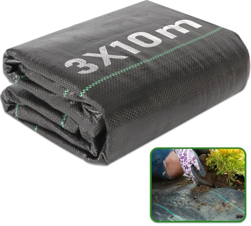 CAKKVDE 3m x 10m Heavy Duty Weed Membrane - Woven Weed Barrier Fabric for Landscaping, Driveways, Gravel Paths & Artificial Grass Underlay (Black, Durable Ground Cover)