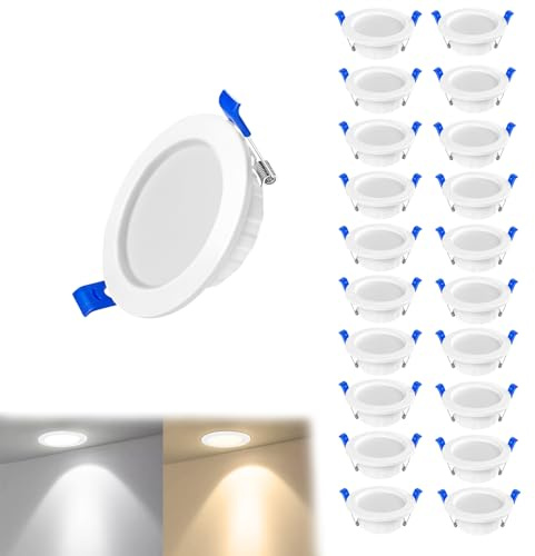 SAILUN LED Recessed Ceiling Lights 230V 5W, Ultra Slim Downlights Ceiling Spot Lights 450lm, Warm White 2700-3200K, IP21 Spotlights for Living Room, Bedroom, Hallway, 20 Pack