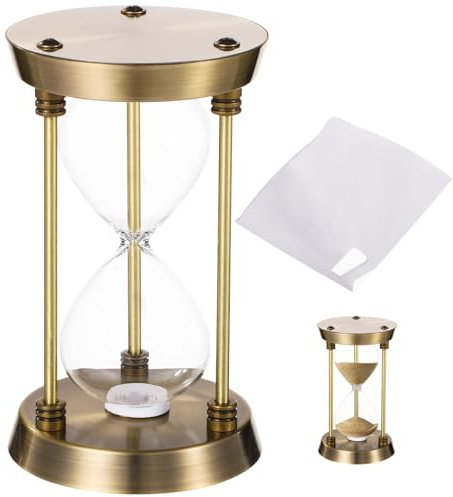 Marco decorativo de reloj de arena vacío con base de aleación de bronce, cámara de vidrio y papel de relleno de arena, para centros de mesa de boda y detalles del hogar