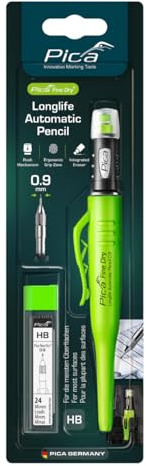 Pica Fine Dry Bundle 70703 I Druckbleistift Set mit Spezial-Minen 0,9 mm | Enthält Pica Fine-Dry 7070 I 29x Graphit H Minen I nachfüllbar I perfekt für präzise Markierungen