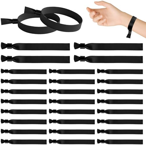 30 Stück Einlassbänder Stoff, Festival Bändchen Schwarz, Festival Armband