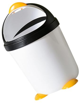 Gogogmee Cubo De Basura Pequeño Tapa Abatible, Plástico Resistente, Negro y Blanco, Papelera Escritorio Para Coche, Oficina y Dormitorio, Adecuado Para Niños y Uso Doméstico