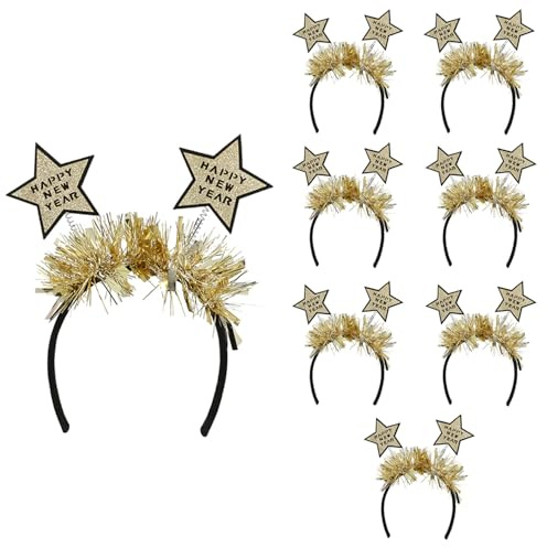 Boland - Haarreif Happy New Year, 8 Stück | Kopfschmuck für Silvester und Neujahr im praktischen Set