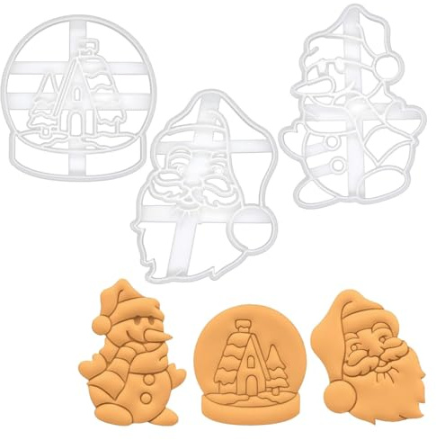 OIXYEY 3 Pcs Emporte Pièce Noël,Moule Biscuit Forme Biscuit Noël Plastique,Emporte Piece Biscuit(A)
