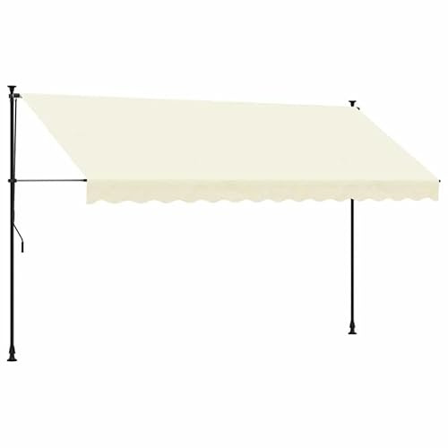 Einziehbare Markise Creme 350x150 cm – UV-Schutz Markise aus strapazierfähigem Polyester (180 g/m²) mit PU-Beschichtung für Terrasse, Balkon und Garten