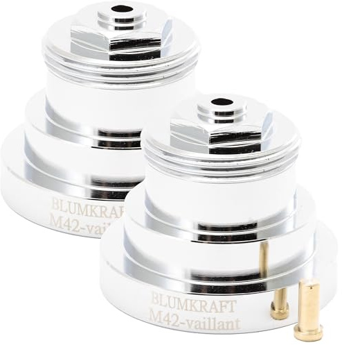 BLUMKRAFT - Lote de 2 adaptadores de metal para radiador M42 x1.5 Vaillant (prototipo) a M30 x 1.5 para termostato/cabeza termostática M30 x 1.5 macho: nueva versión