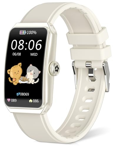 Fitness Tracker with 24/7 Heart Rate, Blood Pressure Blood Oxygen Sleep Monitor,103 Sports Modes Smart Watch IP68 Waterproof Activity Trackers, Step Counter Calories Pedometer for Women Men (Beige)