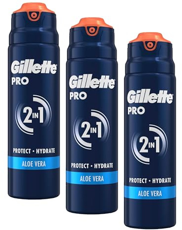 Gillette PRO Rasiergel für Männer — Rasierschaum Kühlt die Haut, um sie zu Beruhigen und Spendet dem Barthaar Feuchtigkeit, Hilft empfindliche Haut vor Irritationen zu schützen — 200ml (Packung mit 3)