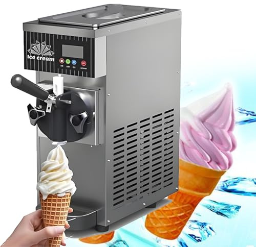 Atwynd Macchina per Gelato Professionale, Gelatiera Monogusto, Macchina per Gelato Soft con Schermo LCD, Tramoggia da 2,5 Litri, Autopulizia, per Ristoranti e Gelaterie Metallic