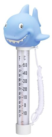 Poolthermometer Schwimmend Hai – Wasserthermometer Für Pool, Teich & Aquarium – Analoges Badethermometer Mit Schnur – Bruchsicher & Leicht Ablesbar – Poolzubehör Für Innen & Außen