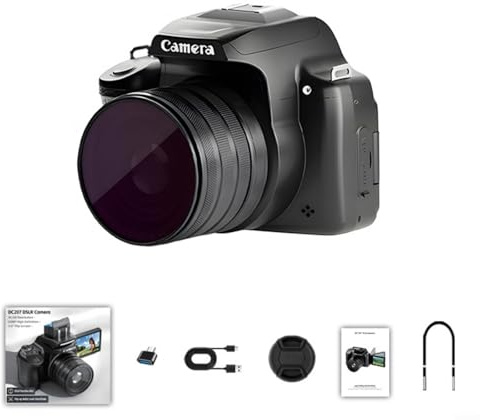 ZiStarlilife Fotocamera digitale da 68 MP con zoom 28x, 4K 60 fps Vlogging per videocamera, schermo flip da 28 pollici, ricaricabile di tipo C per fotografia, viaggi e creazione di contenuti (specchio