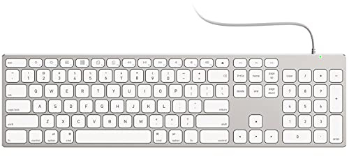 All-Aluminum Wired Mac Keyboard with USB-A/USB-C 2-in-1 Plug-and-Play Cable, Full-Size Numeric Keypad, Metal Unibody Design, Stick-On Risers, Compatible with Apple iMac, Mac mini and MacBook
