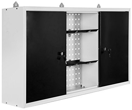 Wiltec Werkzeugschrank aus Stahl grau 60x120x19cm Werkstattschrank für Werkzeug und Geräte, abschließbar mit Lochwand Hängeschrank Werkstatteinrichtung