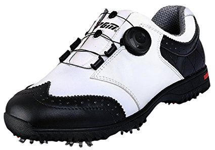 PGM Chaussures de Golf Imperméables en Cuir Véritable pour des Hommes avec Le Système de Lacet de Boa