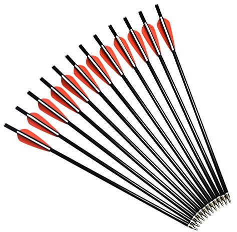 YLA Crossbow Bolts Arrows 14 Fiberglass Shafts Outdoor Hunting Targets Practice with Changeable Tips Flat Nock(12 pcs/pack)