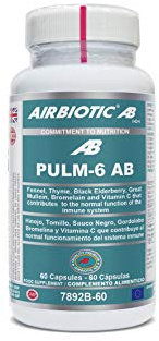 Airbiotic AB - Pulm-6 AB - Hierbas, antibacteriano, mucolítico - 60 cápsulas