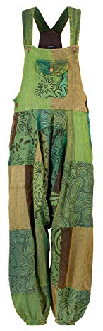 Wicked Dragon Patchwork Harem Dungarees (Green, M/L)