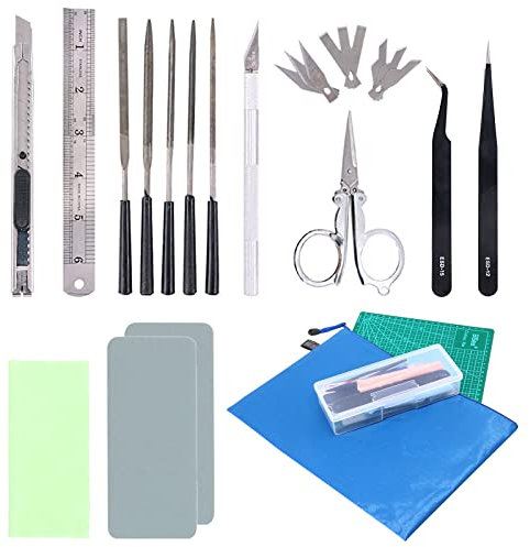 Keadic 24 piezas profesional Gundam Modeler Basic Herramientas Craft Set Hobby Building Tools Kit con carcasa de plástico y bolsa impermeable, ideal para Gundam coche Modelo Building Repairing y