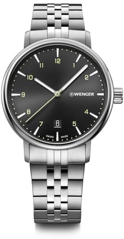 WENGER Herren Armbanduhr Edelstahlarmband Urban Classic Ø 40mm, Swiss Made, Analog Quarz, Wasserdicht bis 100m