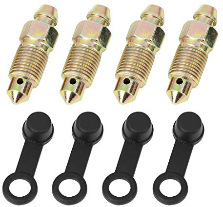 F FIERCE CYCLE Entlüftungsschraube M10 Für Motorrad-Hauptbremszylinder | 4 Stk, Mit Staubkappe, Hohlschraube, Auspuffschraube, Farbe Bronze, Material Metall, Größe M10x1mm