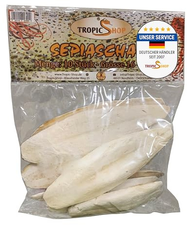Tropic Shop, 8-10 Stück 15-25cm Sepiaschalen Packung, 100% Reine Qualität, Optimale Gesundheitsförderung, Kalziumversorgung, Premium Pflege & Aufbau, Geeignet für Reptilien und Vögel