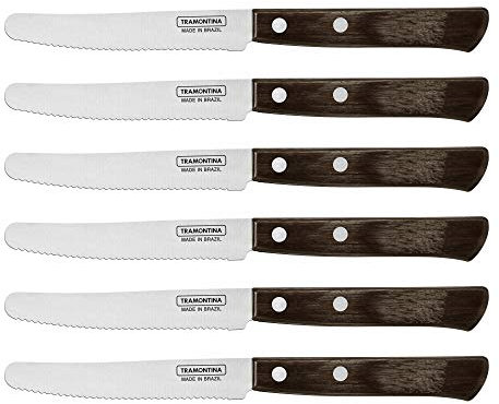 Tramontina Frühstücksmesser, 6-tlg. Set, Edelstahl, FSC Holzgriff, für Brotzeit, Vesper, Frühstück spülmaschinenfest, rostfrei