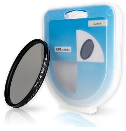 Polfilter CPL, Ø 82 mm, minimiert störende Lichtreflexionen, verbessert optische Klarheit und Farbtreue, Zirkularer Polarisationsfilter in Aluminiumfassung, Kamera Filter, Schutzfilter Polarisation
