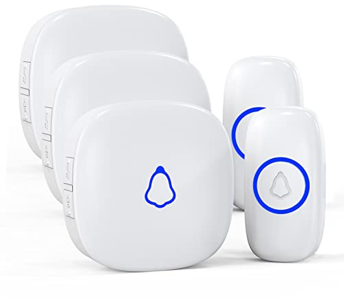 Wireless Doorbell, Remote Door Bell Ringer Wireless Long Range 1000FT, Matt Finish, SECRUI Wireless Doorbells for Home with 3 Plug-in Doorbell Chime and 2 Waterproof Ringer Button (White)