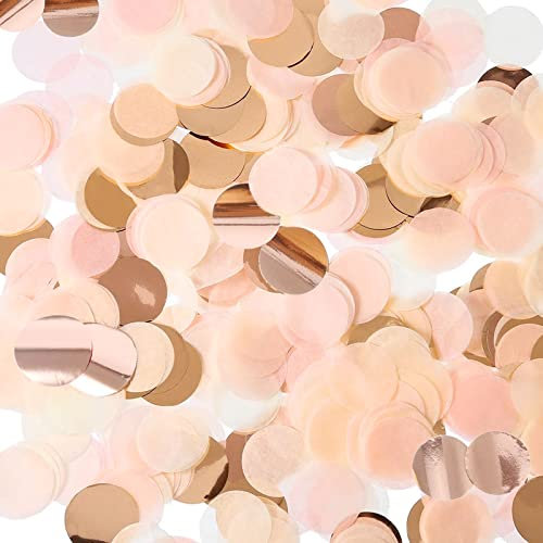 Andiker Roségoldenes Papierkonfetti, runder Tischkonfetti Streuung 2,5 cm Folie Glitzer Papier Punkte für Luftballons Babyparty Jahrestag Party Dekoration