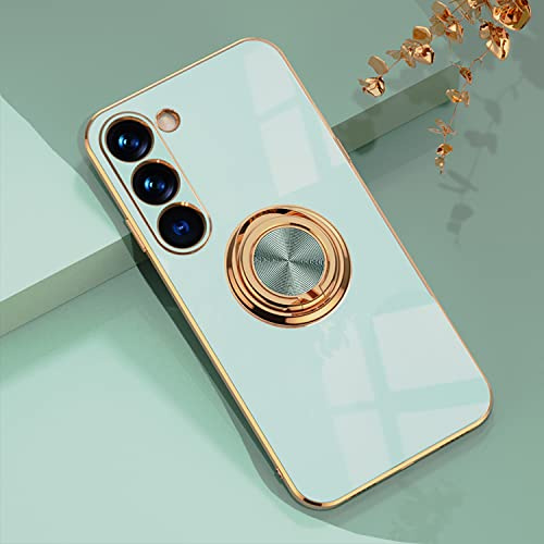 XINYEXIN Samsung Galaxy S23 5G Case with Ring Stand Holder 360 Degree Rotating Kickstand Fashion Shockproof Phone Protective Case Cover for Samsung S23 5G - Light green