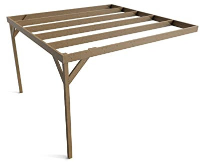 Wall-mounted wooden box pergola, complete DIY kit (2.4m x 3m Rustic brown finish)