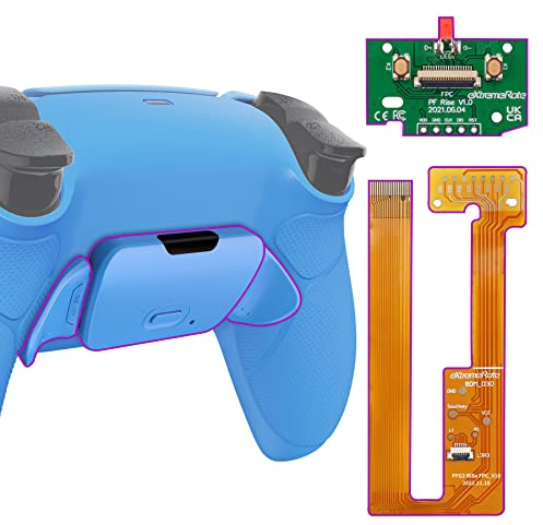 eXtremeRate Programmierbares Rise Remap Kit für ps5 Controller BDM-030/040/050, Remap Platine & Gummiert Griff Rücken Gehäuse/Case & Rise Rücktasten Paddles für ps5-Starlight Blue