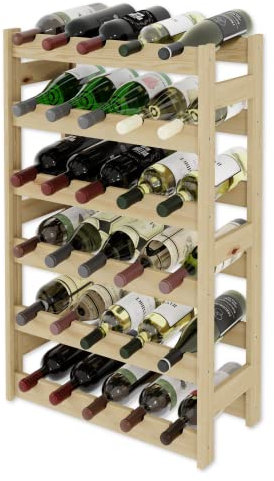 Lenmar, Weinregal aus Holz für Flaschen, Natur, RW-1, Wein, Flaschenregal, Kellerregal, Regale, Flaschenhalter (Natur, RW-1-30, 86 x 53 x 25, 6 liegen, für 30 Flaschen)