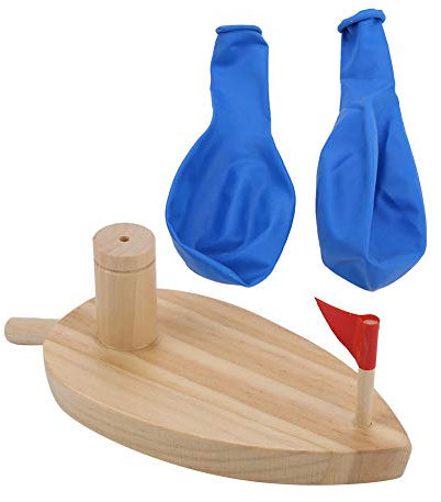 Trägheitskraft Ballonboot Ballon Angetriebenes Holzboot Cartoon Kinder Wasser Spielen Badespielzeug