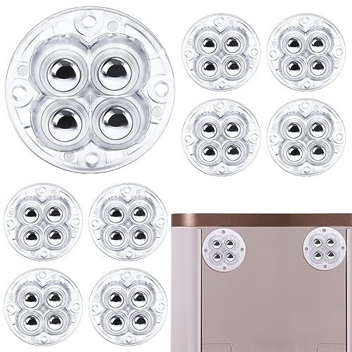 8 PCS Self Adhesive Mini Caster Wheels 360° Rotation, Mini Appliance Wheels Stick On, Peel and Stick Swivel Casters for Kitchen Appliance, Small Furniture, Trash Can, Storage Box, Coffee Maker