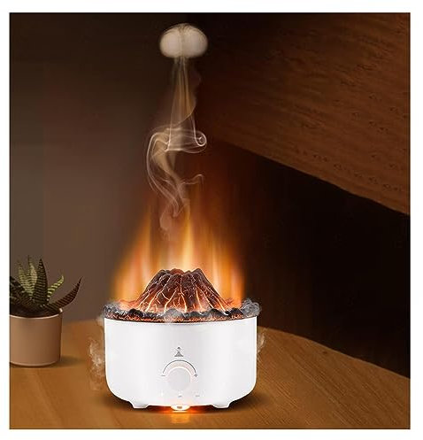 Humidificateur Diffuseur Flame, Humidificateur Dair Bebe 2 Couleurs/Formes De Fumée,Minuterie,Télécontrôle, Humidificateurs D Air Bebe pour Maison,Chambre,Bureau,Yoga,D
