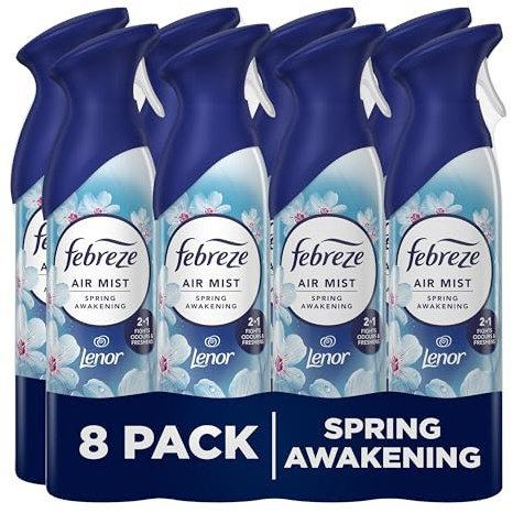 Febreze Air Freshener, Room & Bathroom Spray, Spring Awakening, 185ml x 8 Packs – Odour Fighter