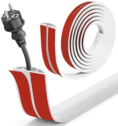 Tarocat 3M Kabelbrücke Kabelabdeckung, D30 Flexibler Kabelkanal Selbstklebend, Flach für Alle Netzkabel in Haus, Büro, Schule, Lager (Weiß)