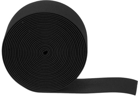 QUARKZMAN 5 Stück Gummiband 50mm Breite Gummibänder Nähen 5 Meter Lang, Hosengummi Elastisches Band Flachgestricktes Rubber Gummilitze für DIY-Projekte Kunsthandwerk Stoffe, Schwarz