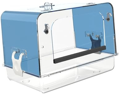 Fenteer Papageien-Badewanne, Vogelbadewanne, Nymphensittich-Käfig-Zubehör, kleine Vögel, Wellensittich, Kleiner Vogelkäfig, Papageien-Wasserduschschale, Blau