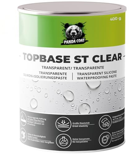 PandaCoat TopBase ST Clear (180 g) - Transparente Silikon Dichtmasse- Für Glas, Dachrisse, Schornsteine & Dachrinnen - Wasserdicht & UV-beständig