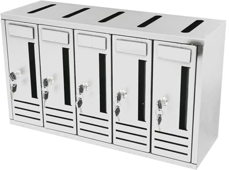 La zappa Buzón de correos modular para pared, buzón de exterior, de acero, fabricado en Italia (5 plazas/blanco)