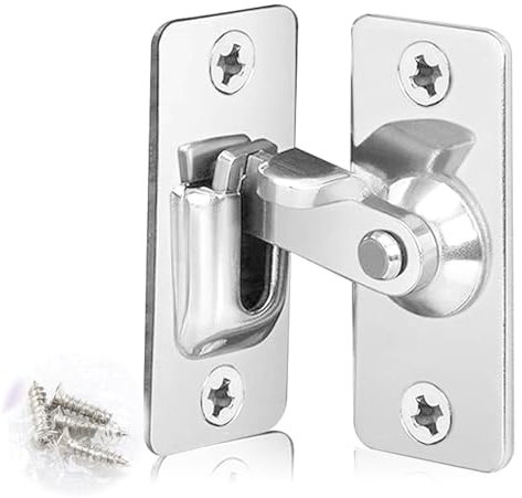 90 Degree Right Angle Door Lock,Door Latch Rotate Bolt Gate Latch Stainless Steel Door Lock Right Angle Sliding Door Locking Latch, Bending Buckle Bolt Lock,for Internal Door Lock, Bathroom Lock, TOI