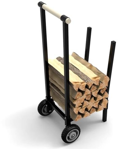 MYVVKIA Kaminholzständer, Kaminholzständer zur Aufbewahrung von Kaminholz, Kaminholzhalter mit Rollen, Holzstapelständer für drinnen und draußen, Terrasse, Hinterhof