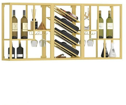 Weinregal Wand Metall Flaschenregal Schmal Wine Rack Bar Regal Wand Weinschrank Barschrank Weinständer mit Weinglashalter Getränke Regal Mini Bar ür Hausbar Bartheke Küche Esszimmer(137CM(54in))