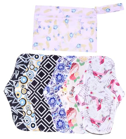 FRCOLOR Handtücher Damen Menstruationsservietten Matte Mit Druckknöpfen Flügel Wiederverwendbar Mit Aufbewahrungstasche Zufälliger Stil