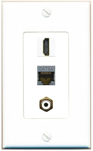 RiteAV 1 puerto CAT6A HDMI RCA - Acoplador hembra hembra hembra (blanco)
